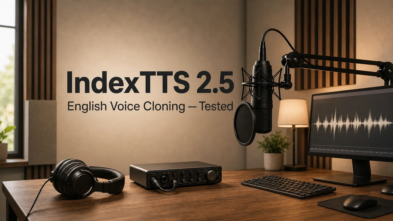 Index TTS 2.5 English voice cloning review in a recording studio